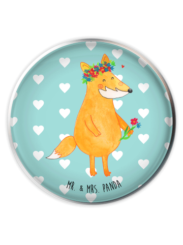 Mr. & Mrs. Panda Stöpsel Waschbecken Fuchs Blumen ohne Spruch in Türkis Pastell