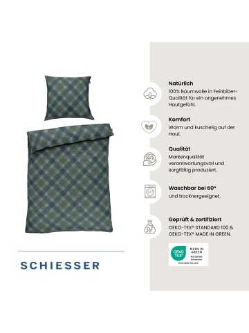 Schiesser Feinbiber-Bettwäsche-Set Daniel in Petrol