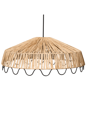 Beliani Pendelleuchten ARENAL in Naturfarben/Schwarz - (W) 58 x (H) 123 x (L) 58 cm