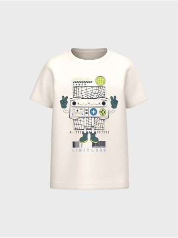 name it T-Shirt 2er-Set Kurzarm Rundhals Regular Fit Print in Weiß-2