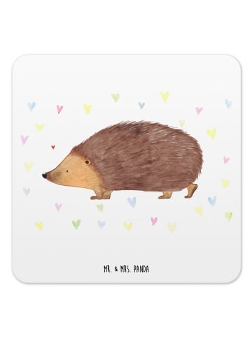 Mr. & Mrs. Panda Glasuntersetzer Igel Herzen ohne Spruch in Weiß