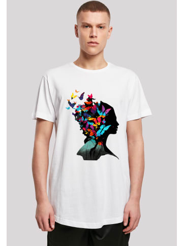 F4NT4STIC Long Cut T-Shirt Schmetterling Silhouette LONG TEE in weiß