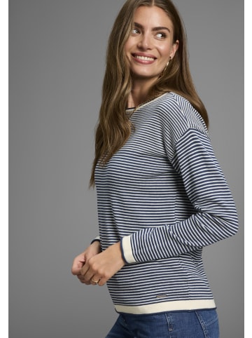 Laura Scott Rundhalspullover in grün weiß gemustert