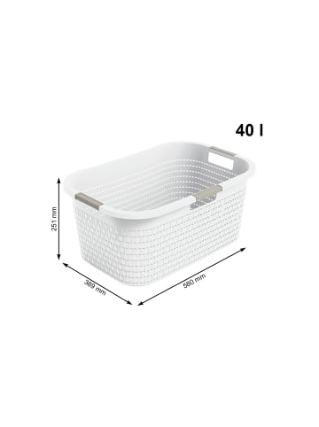Rotho Wäschebox 40L COUNTRY, ergonomische Wäschebehälter mit Griffe in Weiß
