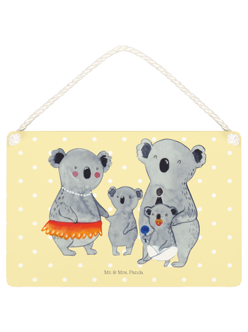 Mr. & Mrs. Panda Holzschild Koala Familie ohne Spruch in Gelb Pastell
