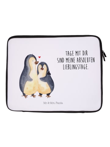 Mr. & Mrs. Panda Notebook Tasche Pinguin umarmen mit Spruch in Weiß