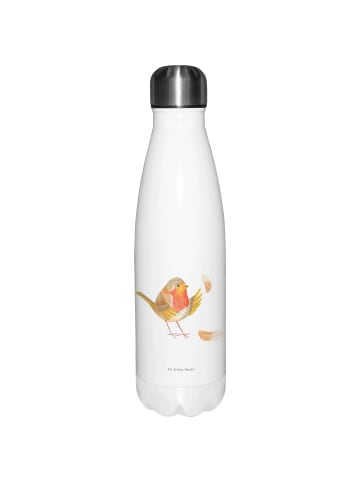 Mr. & Mrs. Panda Thermosflasche Rotkehlchen Federn ohne Spruch in Weiß
