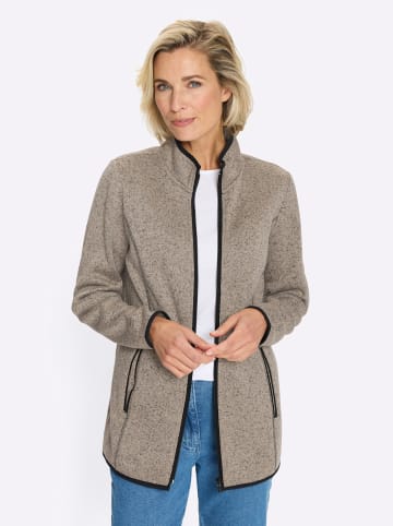 Sieh an! Strickfleece-Jacke in sesam-schwarz-gemustert