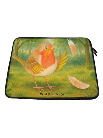 Mr. & Mrs. Panda Laptop Tasche Rotkehlchen Federn Design ohne Sp... in Weiß