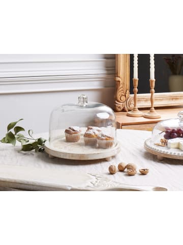 Beliani Serviergeschirr FAJUM in Braun/Weiß - (W) 29 x (H) 23 x (L) 29 cm