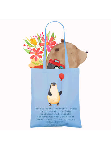 Mr. & Mrs. Panda Jutebeutel Turnen Trainerin mit Spruch in Sky Blue