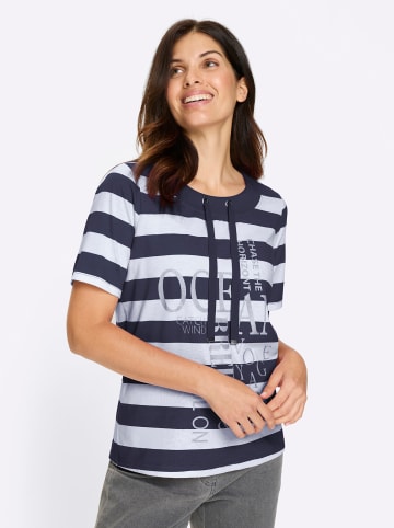 Sieh an! Kurzarmshirt in marine-weiß-geringelt