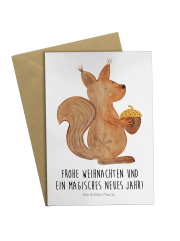 Mr. & Mrs. Panda babykarte Eichhörnchen Weihnachtszeit mit Spruch in Weiß