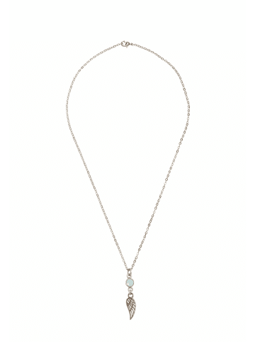 Gemshine Halskette mit Anhänger Engel Flügel - Schutzengel Chalcedon in silver coloured