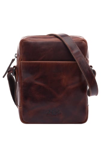 SID & VAIN Leder-Umhängetasche echt Leder Schultertasche groß braun DUBLIN in braun