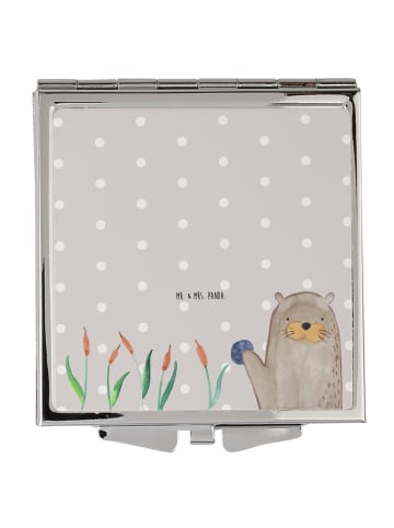 Mr. & Mrs. Panda Handtaschenspiegel quadratisch Otter Stein ohne... in Grau Pastell