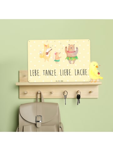 Mr. & Mrs. Panda Schild Waldtiere Aloha mit Spruch in Gelb Pastell