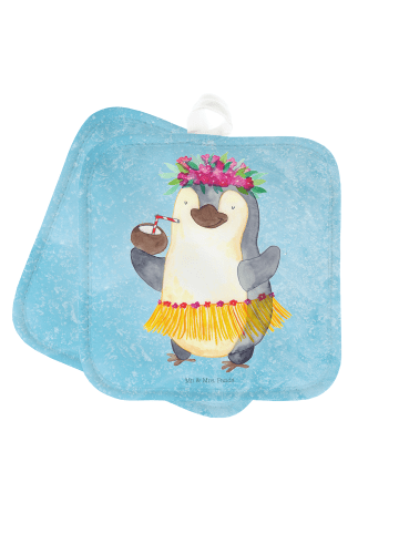 Mr. & Mrs. Panda 2er Set Topflappen Pinguin Kokosnuss ohne Spruch in Eisblau