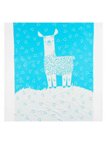 OrganicEra OrganicEra Biologische Tricot Gebreide Babydeken, Lama  (80X90 cm) in Turquoise