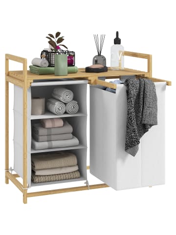 HOMCOM Wäschekorb in Weiß 70L x 36B x 70H cm