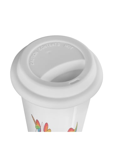 Mr. & Mrs. Panda Kaffeebecher To Go Einhorn Happy mit Spruch in Weiß
