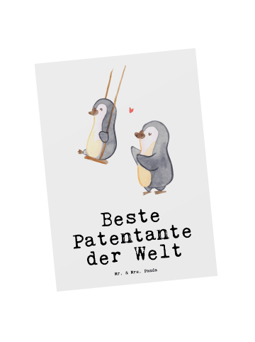 Mr. & Mrs. Panda Postkarte Pinguin Beste Patentante der Welt mit... in Weiß