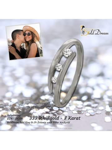 GoldDream 333 Weißgold - 8 Karat Damen Ringe 3er Zirkonia Fingerring  54 (17,2)