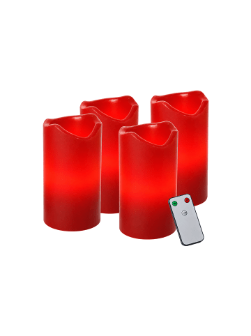 STAR Trading LED Kerzen Advent mit Timer, rot, 10cm, 4er-Set in Rot
