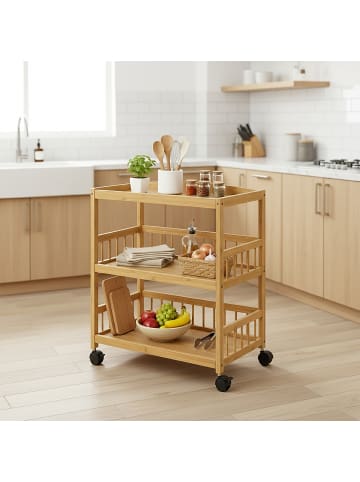 relaxdays Küchenwagen in Natur - (B)53 x (H)80 x (T)30 cm