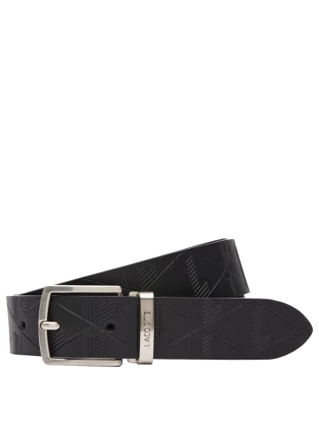 Lacoste Elegance - Gürtel 3 cm Leder Kroko in schwarz