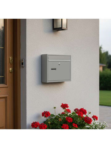 relaxdays Briefkasten in Grau - (B)36 x (H)31 x (T)10 cm
