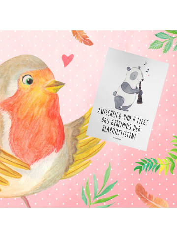 Mr. & Mrs. Panda Klappkarte Klarinette Geheimnis mit Spruch in Weiß