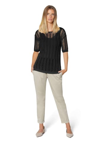 MADELEINE Luftiger Sommerpullover mit Ajour-Muster in schwarz