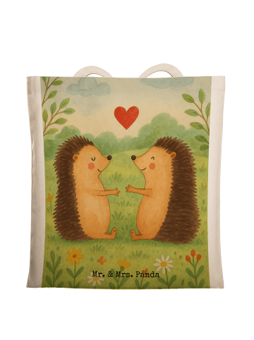 Mr. & Mrs. Panda Shopping Bag Igel Liebe Design ohne Spruch in Weiß