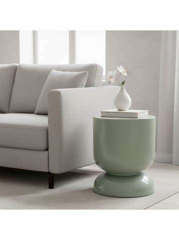 relaxdays Beistelltisch in Salbei - (H)46 x (Ø)36 cm