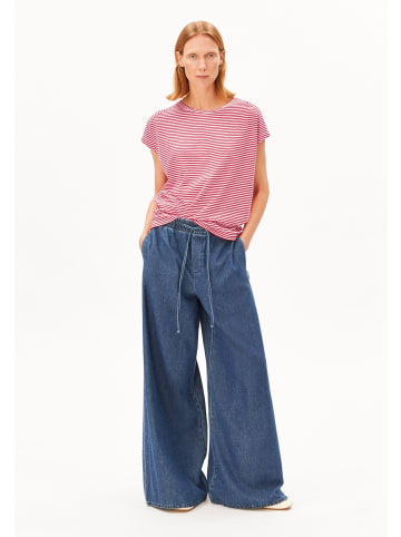 armedangels T-Shirt Slub Jersey Stripe in rot rosa