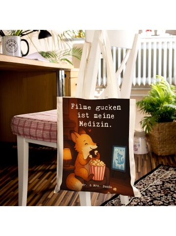 Mr. & Mrs. Panda Tragetasche Fuchs Filme gucken Design mit Spruch in Weiß