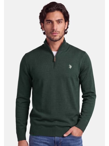 U.S. Polo Assn. Stehkragenpullover USKnooxx – Herren Half-Zip Strickpullover in Dark Green