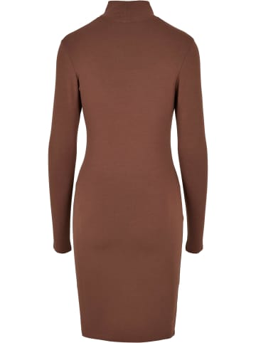 Urban Classics Urban Classics Damen Ladies Stretch Jersey Cut-Out Turtleneck Dress in bark