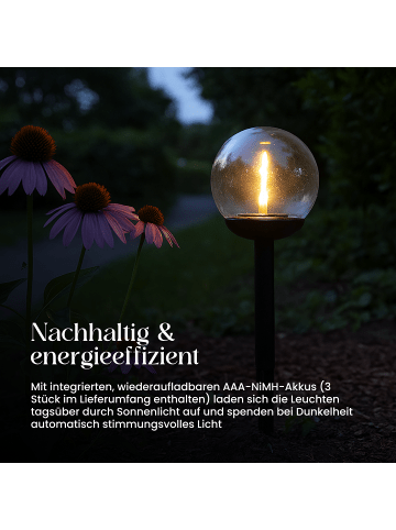 STAR Trading Solar-Gartenleuchte Globe 3er-Set in Schwarz