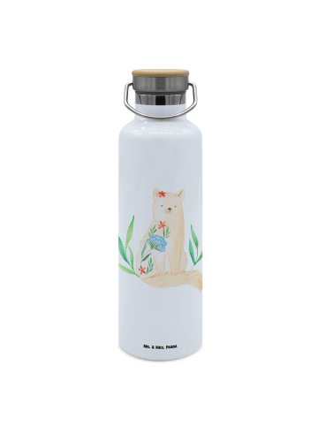 Mr. & Mrs. Panda Wasser Trinkflasche Katze Blumen ohne Spruch in Weiß