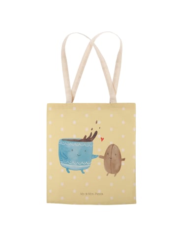 Mr. & Mrs. Panda Shopping Bag Kaffee Bohne ohne Spruch in Gelb Pastell