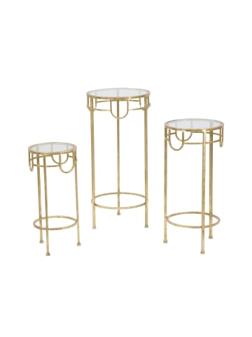 Mauro Ferretti Set aus 3 runden, goldfarbenen Metalltischen, Ø cm 33x70-28x60-23x50