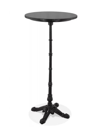 KADIMA DESIGN Stehtisch Rund Metall Marmor | Bartisch Schwarz mit Steinplatte in Schwarz