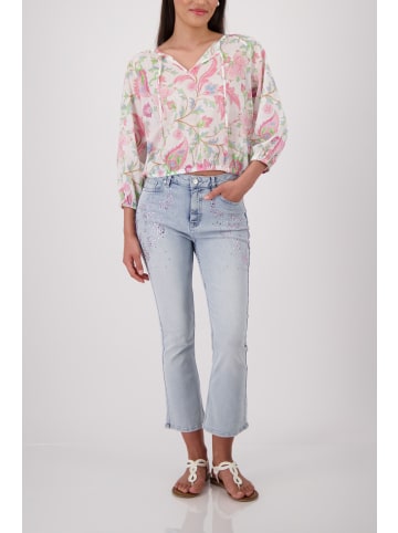 monari Bluse mit Allover-Blumenmuster und Gummizug in Champagne Beige Gemustert