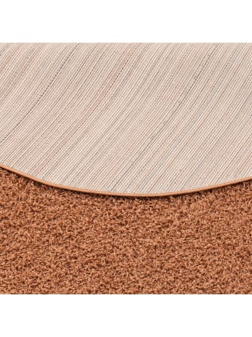 Pergamon Hochflor Langflor Shaggy Teppich Fluffy Rund in Terracotta