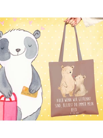 Mr. & Mrs. Panda Tote Bag Trennung von den Eltern Held mit Spruch in Braun Pastell
