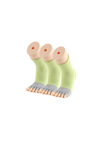 MUNADUNA 3er-Pack Anti-Rutsch Yoga/Pilates Zehensocken – offene Zehen & Ferse Grün
