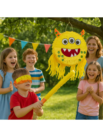relaxdays 3-tlg. Pinata Set "Monster" in Gelb