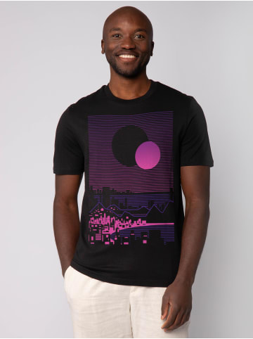 wat? Apparel T-Shirt Sun and Moon Skyline in Schwarz